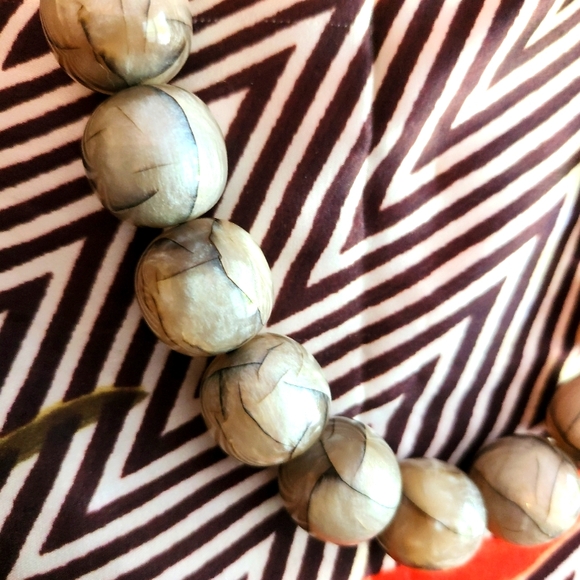 Acrylic Statement Necklace w Black and White Marbeling - Picture 16 of 17